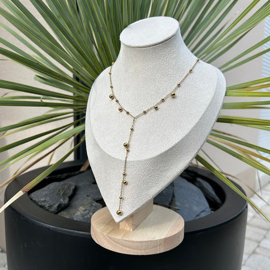 Gold Y-Necklace with Droplet Beads