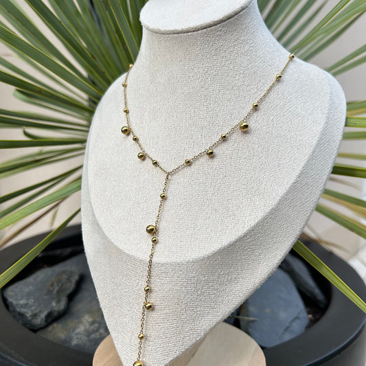 Gold Y-Necklace with Droplet Beads