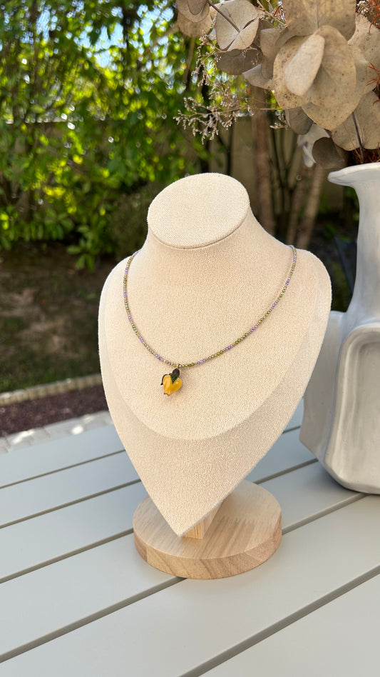 Eternal Rose: Necklace with Preserved Natural Rose & Diamond-Cut Stones