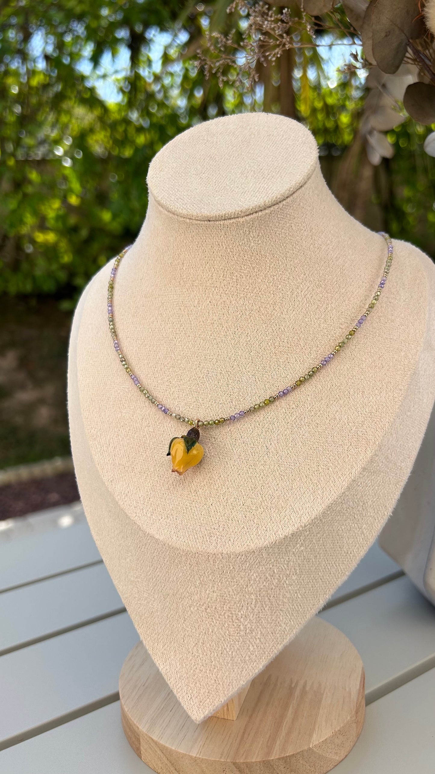 Eternal Rose: Necklace with Preserved Natural Rose & Diamond-Cut Stones